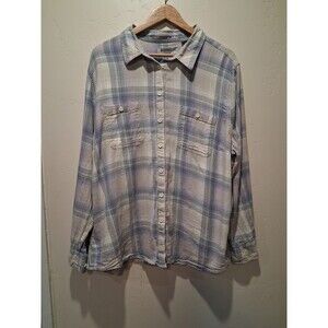 Ridgecut Toughwear Womens 2X Gray Purple Plaid Long Slv Shirt Workwear Cowgirl